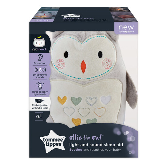 Tommee Tippee Ollie the Owl Rechargeable Light and Sound Sleep Aid image number 2